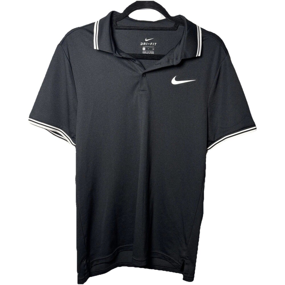 Nike Men's Court Dry Tennis Polo Black/White 830847-010 Golf Outdoor Active Wear